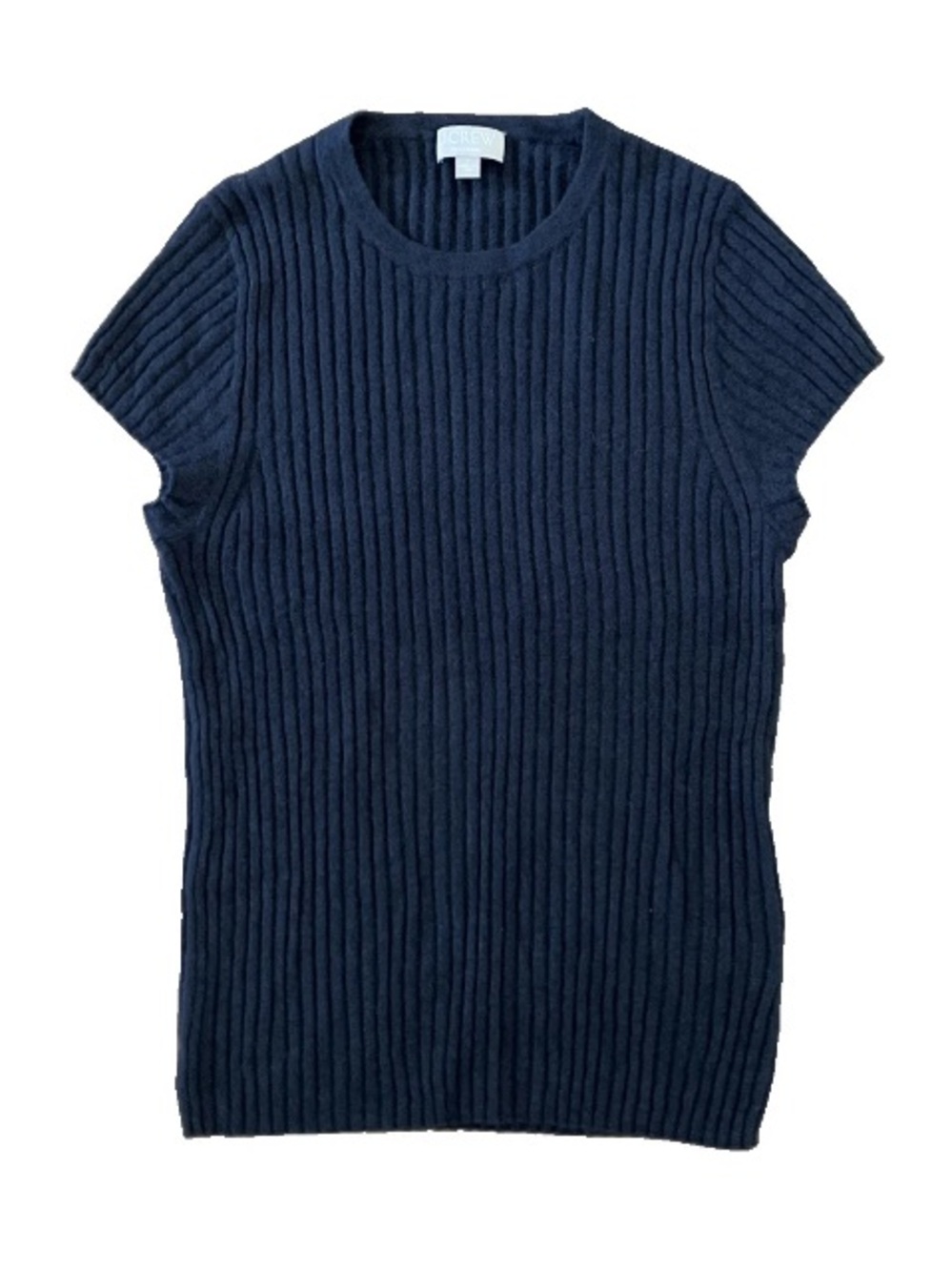 Banana Republic Lge. Cashmere Featherweight Ribbed Tee Sweater Short Sleeve Blue